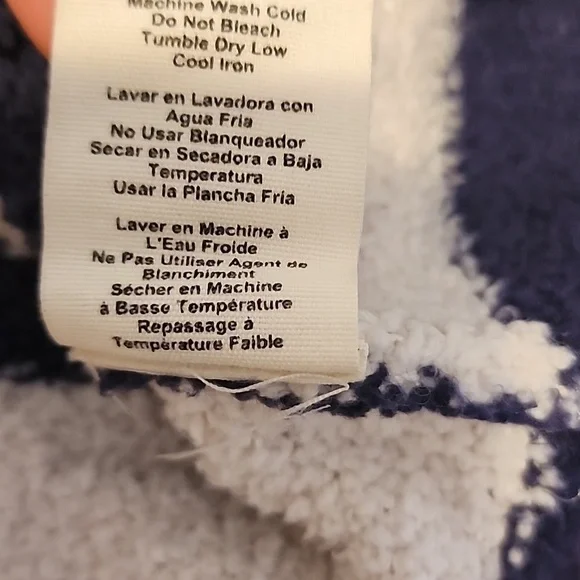 UGG Womens Longsleeve Plush Mockneck Blue White Stripe Sweater - Picture 10 of 11